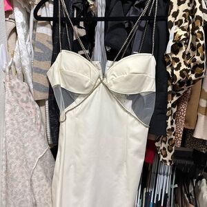 Elegant White Dress with Diamond Straps